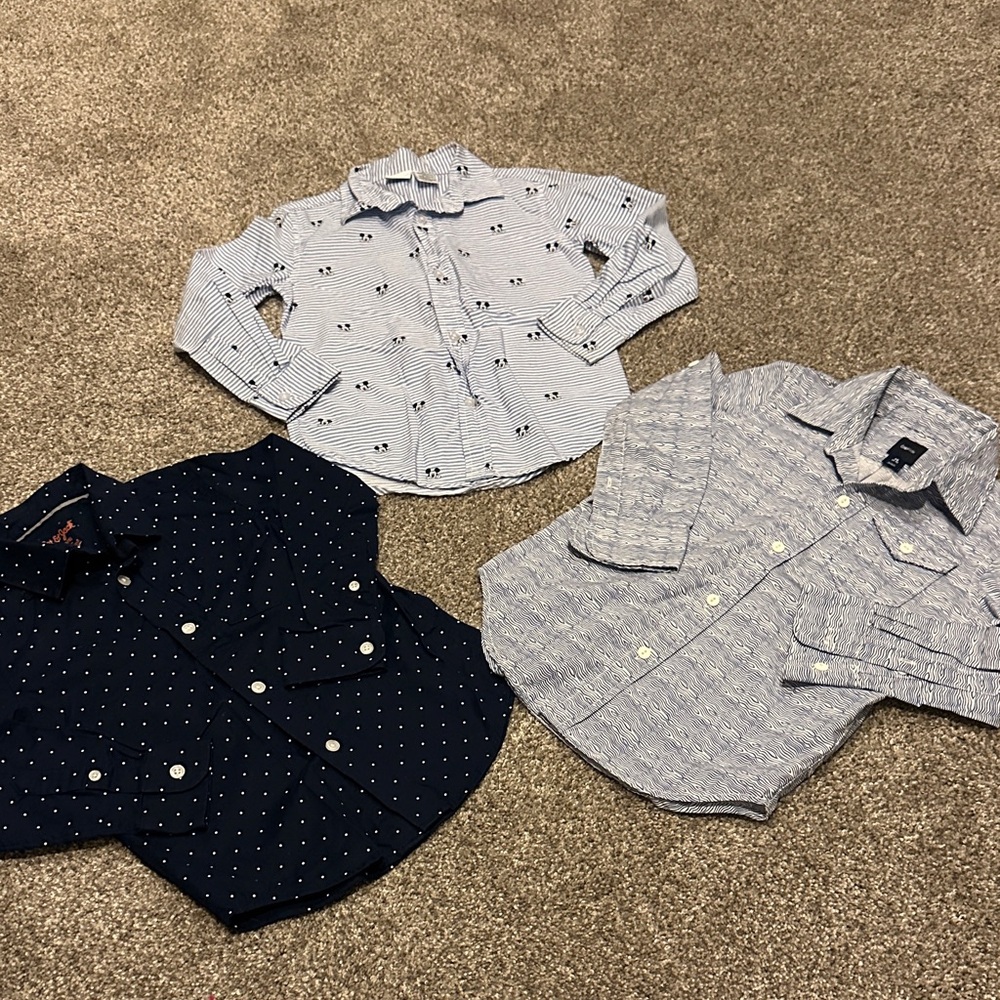 Disney Kids' Button Down Shirts - Navy, Light Blue, and White